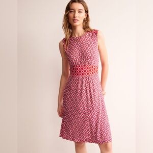 NWT Boden Thea Sleeveless Dress Sangria Sunset Geometric Preppy size 20-22 Long